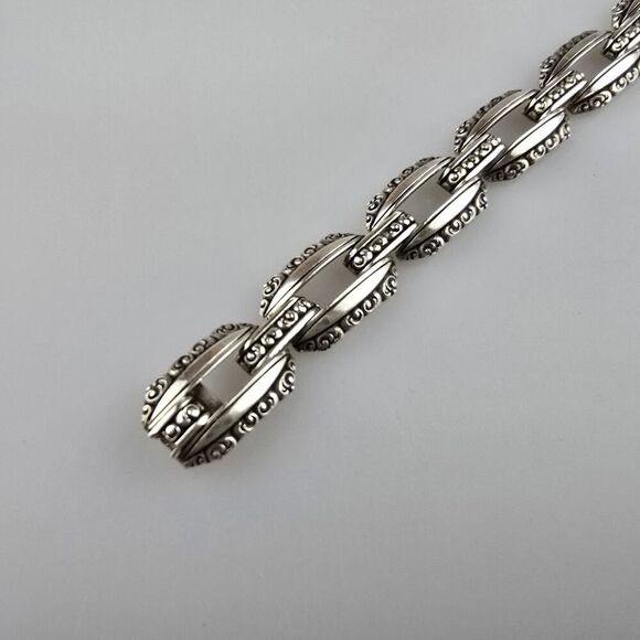 Vintage Sterling Silver 925 Ornate Link Bracelet 18cm - Picture 2 of 6